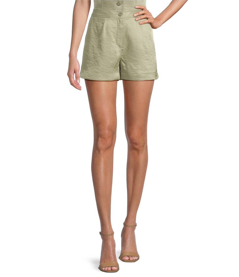 ゲス レディース ボトムス ハーフパンツ・ショーツ プリーツ ショートパンツ Guess Coordinating Camille Tailor Mid Rise Pleated Shorts Ocean Sage Multi セージ