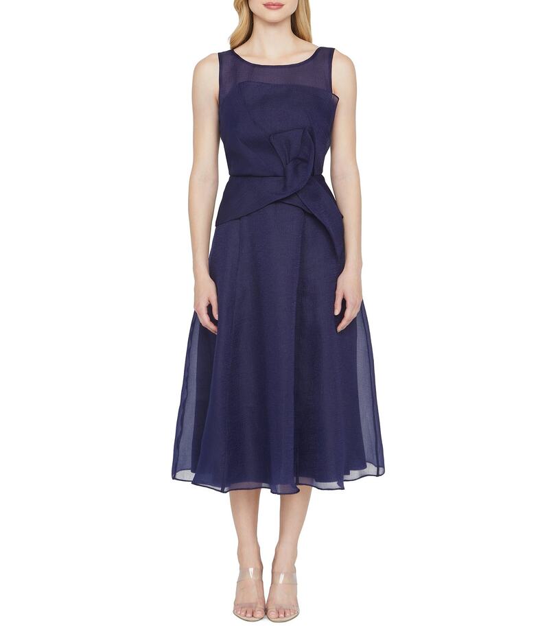 ジェイエスコレクションズ レディース トップス ワンピース クルーネック A ライン ミディ ノースリーブ JS Collections Hedi Organza Crew Neck Sleeveless A-Line Midi Dress Twilight