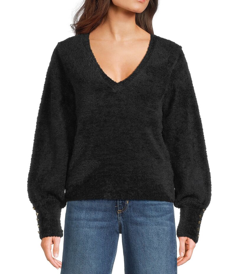 ゲス レディース アウター ニット・セーター Guess Yuki Long Sleeve Fuzzy Sweater Black ブラック|ReVida 店