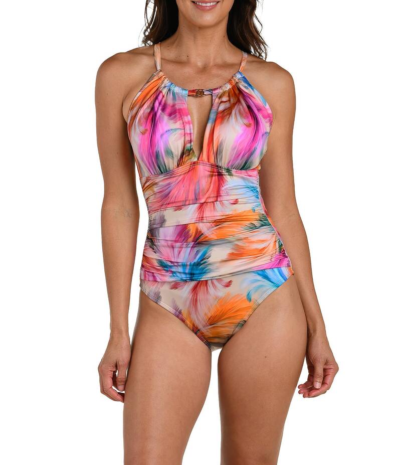 ラブランカ レディース トップス ワンピース ハイネック プリント La Blanca Feathered Impression Abstract Print High Neckeyhole One Piece Swimsuit Multi マルチカラー 29,120円