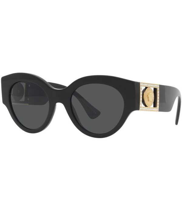 ヴェルサーチ レディース 付属物 サングラス・アイウェア ヴィンテージ Versace Women\u0027s Vintage Crystals Round Sunglasses Black 黒いこと