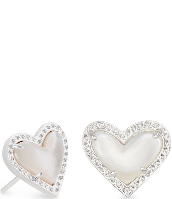 ケンドラスコット レディース アクセサリー ピアス・イヤリング Kendra Scott Ari Heart Silver Stud Earrings Ivory Mother of Pearl アイボリー