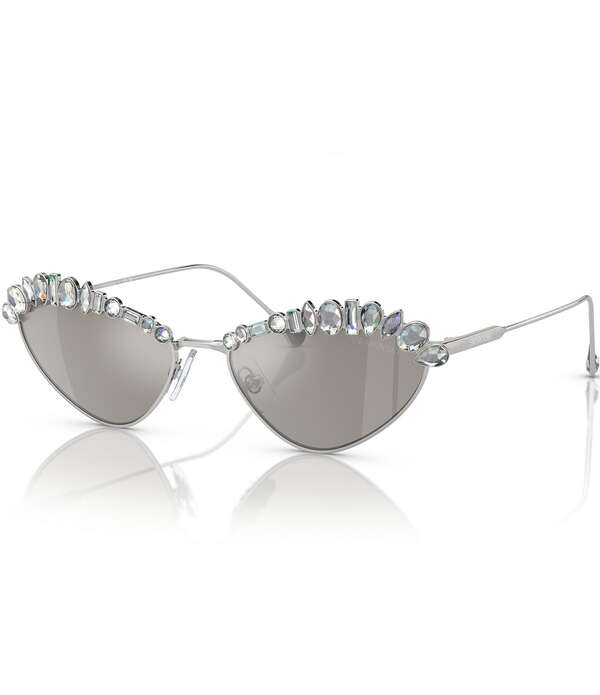 スワロフスキー レディース 佩び物 サングラス・アイウェア Swarovski SK7009 55粍 Crystal Mirrored Statement Cat Eye Sunglassesilver しろがね色