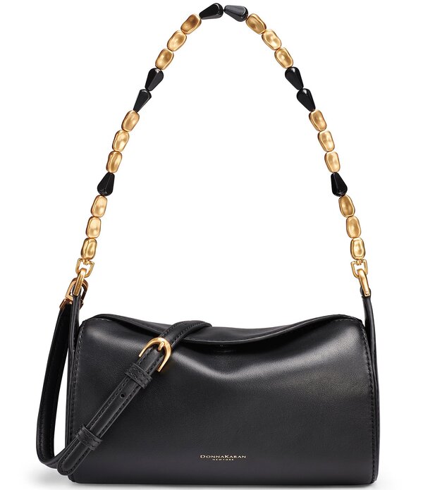 ダナキャラン レディース バッグ レザー Donna Karan Crinoline Leather Crossbody Bag Black Gold ブラック｜ReVida 店