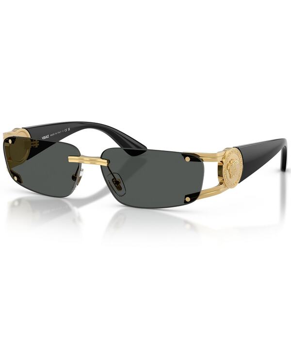 ヴェルサーチ レディース アクセサリー サングラス・アイウェア Versace Men's VE2291 59mm Rectangle Sunglasses Gold/Dark Grey グレー