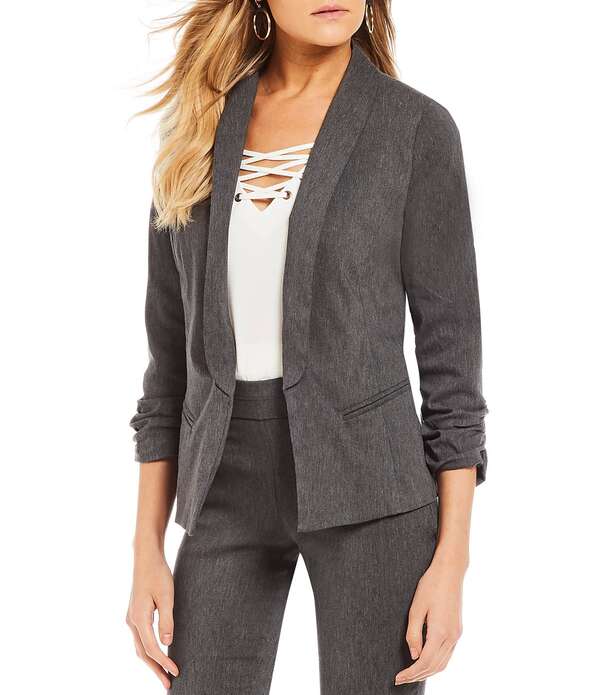 タカラ レディース アウター 上衣・上衣 ギャザー スポーツジャケット Takara Ruched-Sleeve Coordinating Suiting Blazer Jacket Grey Heather 薄墨色