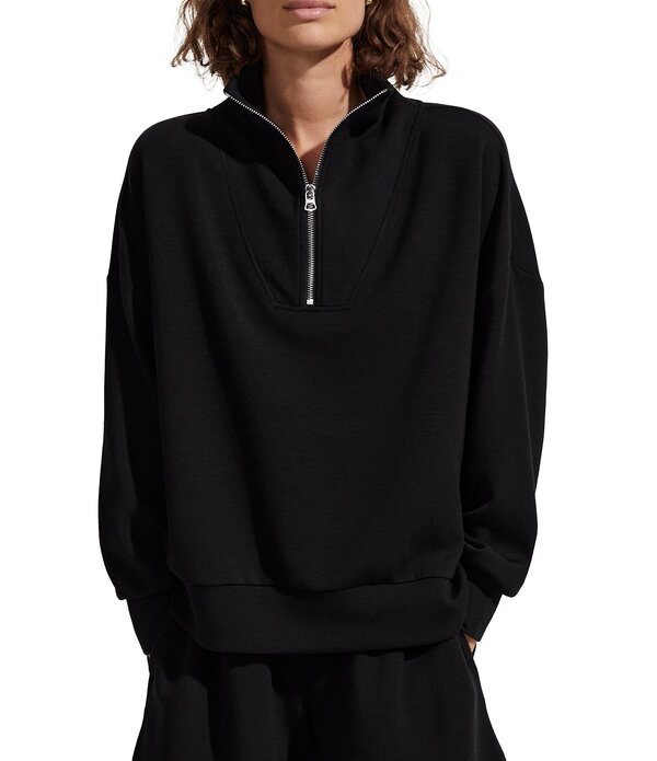 バーレイ レディース アウター 上衣・上衣 ハーフジップ 流汗 プルオーバー Varley Hawley Coordinating Half Zip Sweatshirt Black 黒いこと