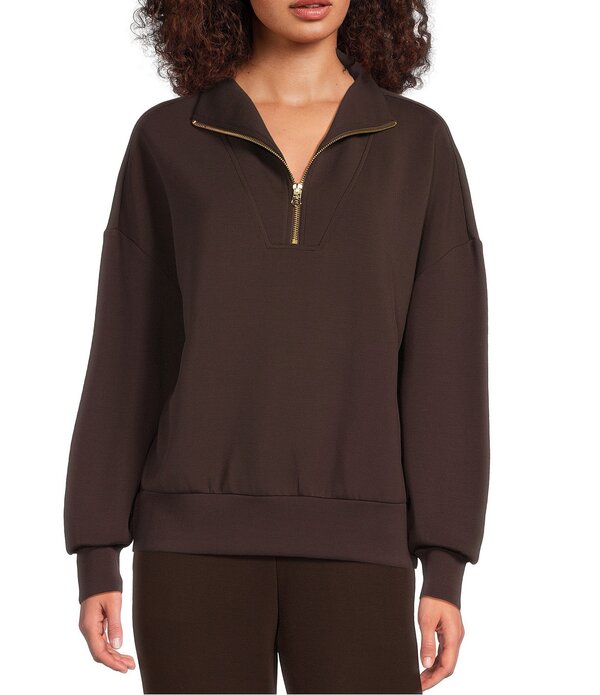 バーレイ レディース アウター 上衣・上衣 ハーフジップ 流汗 プルオーバー Varley Hawley Coordinating Half Zip Sweatshirt Coffee Bean 珈琲