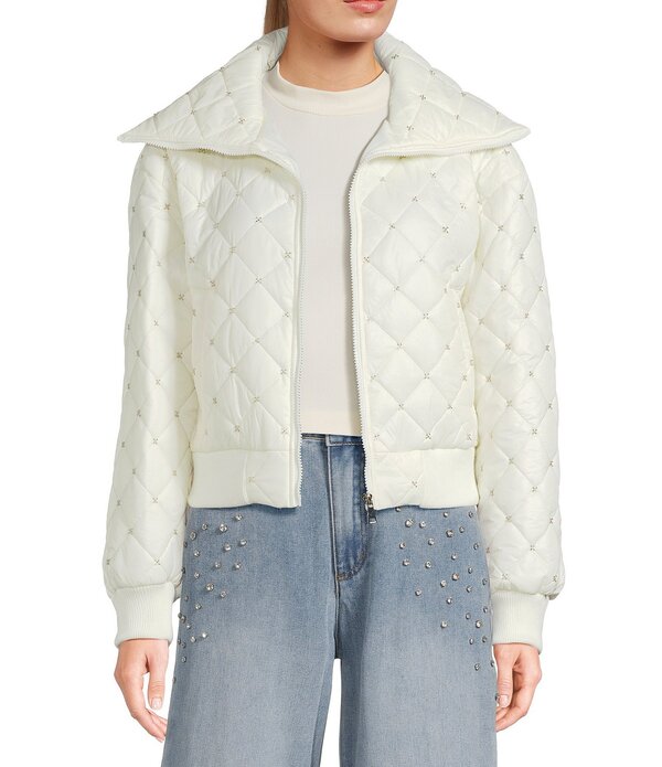チェルシーアンドバイオレット レディース アウター ジャケット・ブルゾン キルティング C&V Chelsea & Violet Zip Up Front Beaded Quilted Puffer Jacket White ホワイト｜ReVida 店