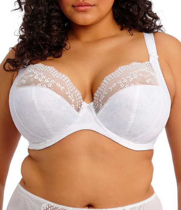 エロミ レディース アンダーウェア ブラジャー プリント Elomi Lucie Cosmos Print Full Busted Underwire Stretch Plunge Bra White ホワイト