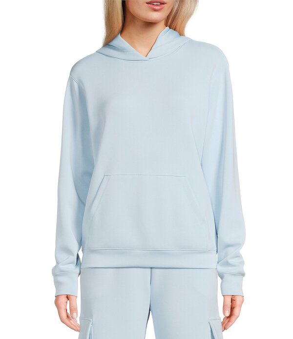 カッパーキー レディース アウター パーカー・スウェット スキューバ ニット Copper Key Washed Scuba Knit Coordinating Hoodie Light Blue ブルー