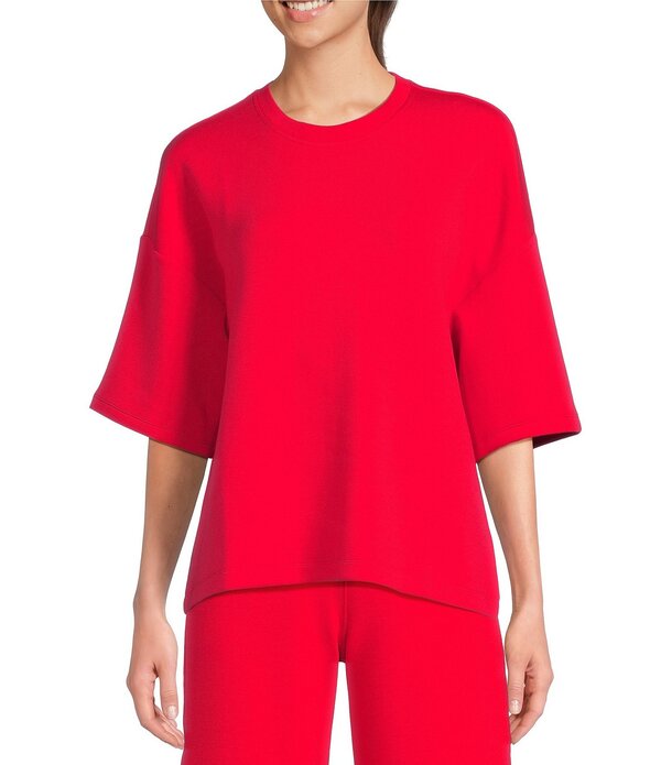 スパンク レディース トップス シャツ ドロップショルダー ニット Spanx AirEssentials Knit Short Sleeve Drop Shoulder Coordinating Relaxed Tee Spanx Red レッド|ReVida 店