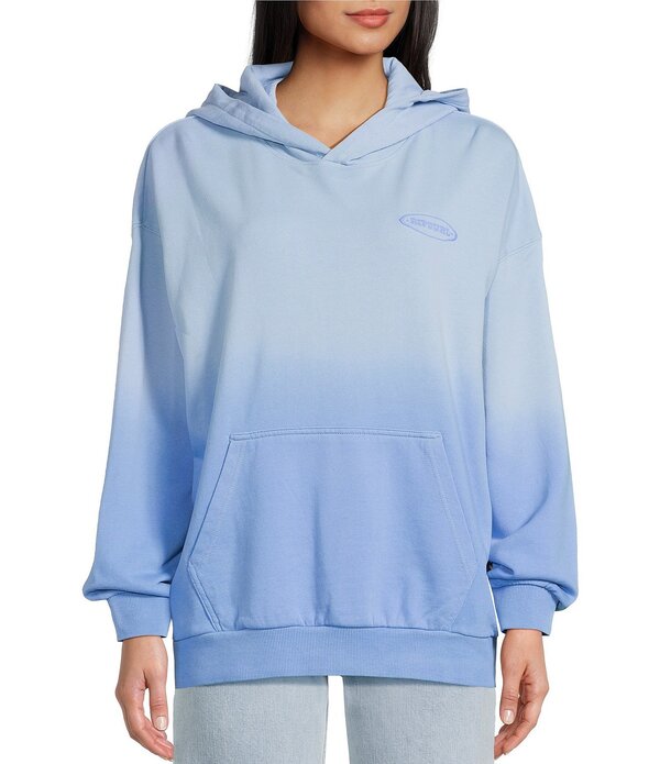 リップカール レディース アウター パーカー・スウェット プリント レース Rip Curl Pacific Rider Placement Printed Long Sleeve Oversized Hoodie Mid Blue ブルー