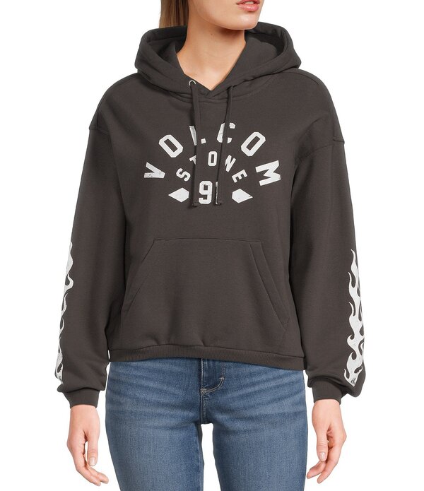 ボルコム レディース アウター パーカー・スウェット ミニ フリース Volcom 1991 Mini Long Sleeve Brushed Back Fleece Hoodie Vintage Black ブラック