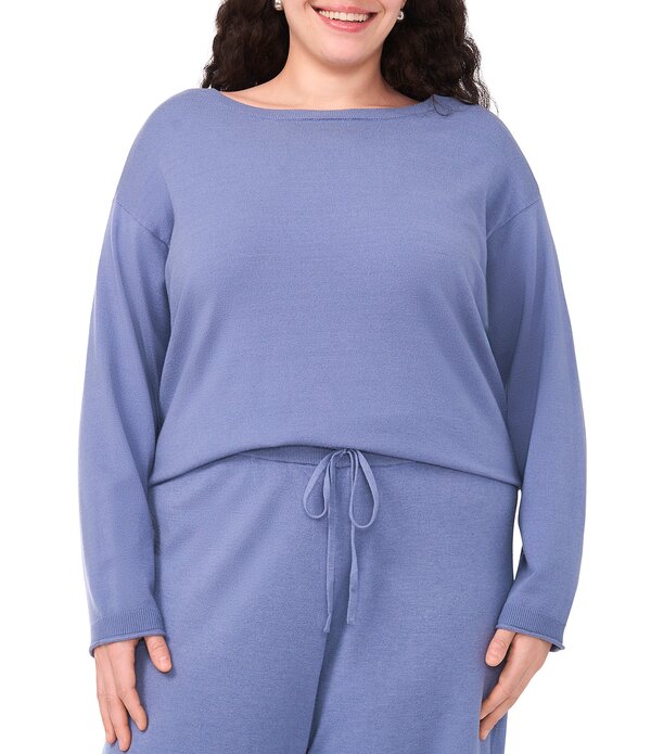 ヴィンスカムート レディース トップス シャツ クルーネック プラスサイズ ブラウス Vince Camuto Plusize Coordinating Crew Neck Long Sleeve Blouse Horizon Blue ブルー|ReVida 店