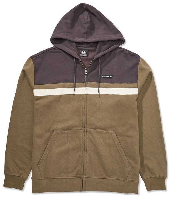 クイックシルバー メンズ アウター ジャケット・ブルゾン フリース パーカー Quiksilver Surf Long Sleeve Color Blocked Striped Fleece Hoodie Grape Leaf グレープ