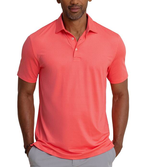 サウザーンタイド メンズ トップス シャツ プリント Southern Tide Driver Springeo Printed Short Sleeve Polo Shirt Sunkist Coral コーラル