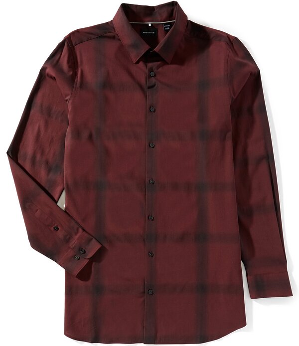 ペリーエリス メンズ トップス シャツ トール Perry Ellis Big & Tall Ombre Plaid Long Sleeve Woven Shirt Zinfandel チェック