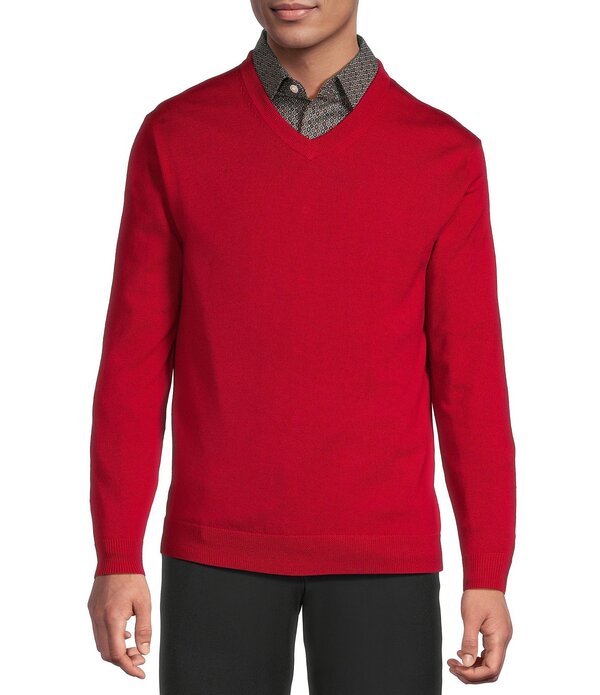 ハート シャフナー マルクス メンズ アウター ニット・セーター Vネック トール ウール Hart Schaffner Marx Big & Tall Merino Wool V-Neck Sweatered レッド