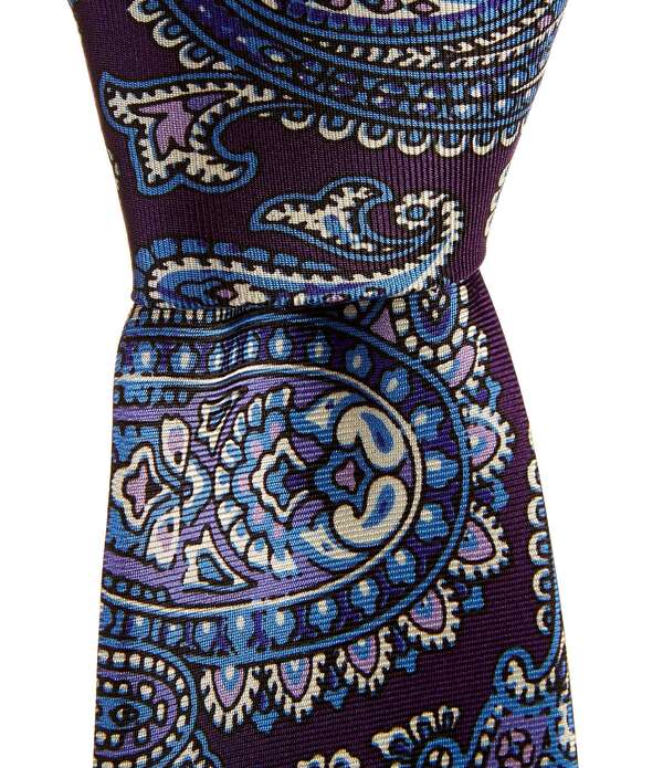 ラウンドトゥリーアンドヨーク メンズ アクセサリー ネクタイ プリント シルク Roundtree & Yorke Lior Paisley Printed Traditional 3 1/8 Silk Tie Purple パープル