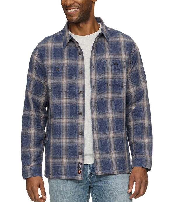 信号旗 アンド アンセム メンズ トップス プルオーバー キルティング 上衣 Flag and Anthem Provo Diamond Quilted Plaid Long Sleeve Shirt Jacket Navy Combo 米国海軍
