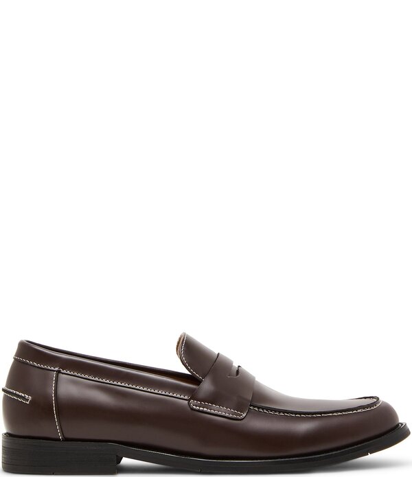 スティーブ マデン メンズ シューズ スリッポン・ローファー コントラスト レザー Steve Madden Men's Natan Leather Contrastitch Penny Loafers Dark Brown ブラウン