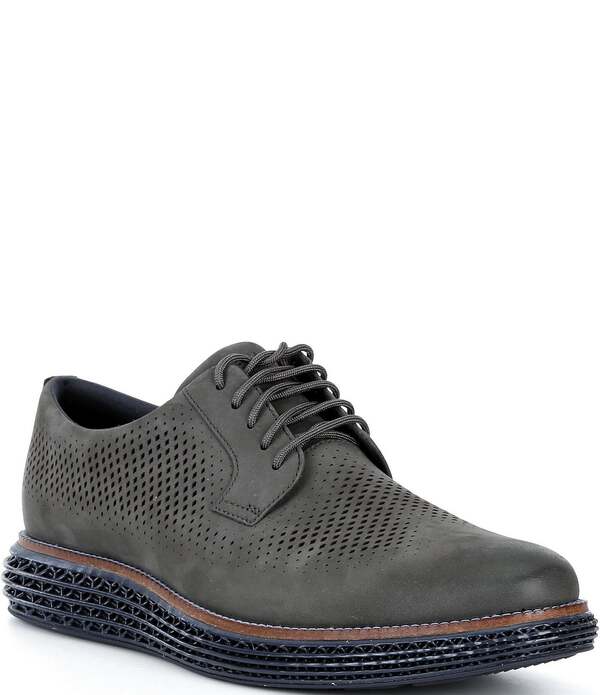 コールハーン メンズ シューズ オックスフォード Cole Haan Men's OriginalGrand 2.0 Perforated Nubuck Plain Toe Oxfords Raven/CH Midnight Moon