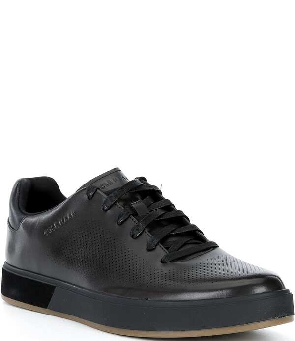 コールハーン メンズ シューズ スニーカー レザー Cole Haan Men's GrandPro Angleace Perforated Leather Sneakers Raven/Black/Silver Birch ブラック