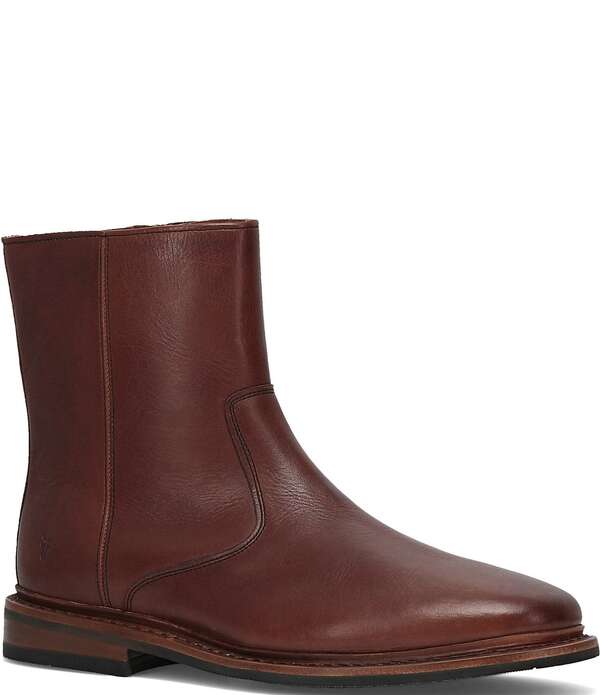 飛球 メンズ シューズ ブーツ・レインブーツ なめし革 Frye Men\u0027s Pauleather Zip Boots Brown 赤銅色
