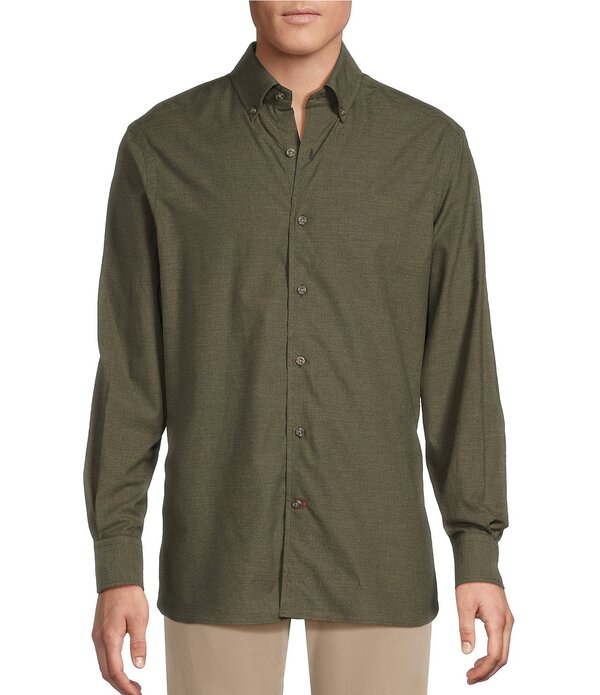 ダニエル クレミュ メンズ トップス シャツ Cremieux Blue Label Heather Twill Solid Long Sleeve Woven Shirt Four Leaf Clover ヘザー