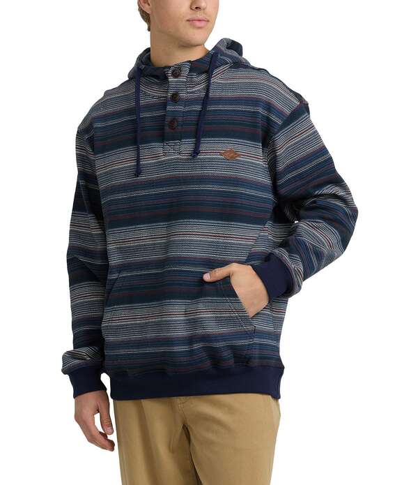 ビラボン メンズ アウター パーカー・スウェット Billabong Rancho Long Sleeve Horizontal Striped Hooded Pullover Navy ネイビー