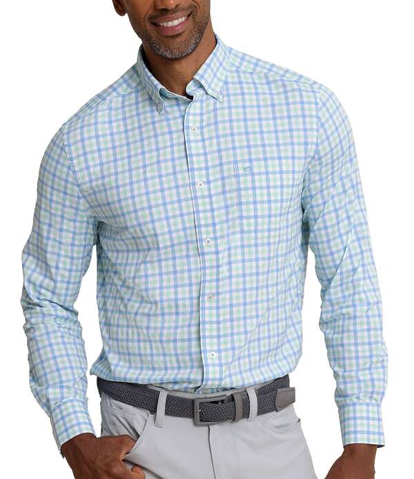 サウザーンタイド メンズ トップス シャツ ギンガムチェック ギンガム Southern Tide Brrr ° Intercoastalbemarle Gingham Long Sleeve Woven Shirt Boat Blue ブルー