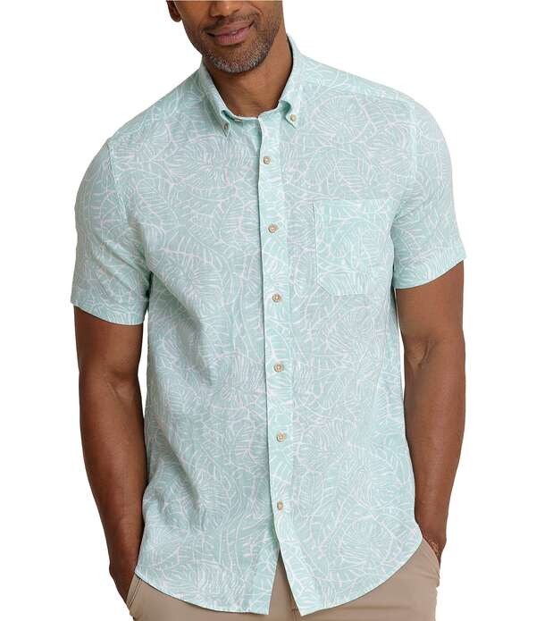 サウザーンタイド メンズ トップス シャツ リネン Southern Tide Linen Rayon Beach Palmshort Sleeve Woven Shirt Garden Grove