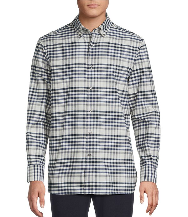 ダニエル クレミュ メンズ トップス プルオーバー Daniel Cremieux Signature Label Check Cashmere Blend Long Sleeve Woven Shirt Dark Navy 米国海軍
