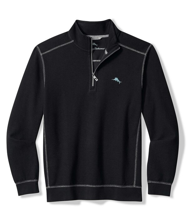 トッミーバハマ メンズ アウター ニット・セーター Tommy Bahama Montego Bay Half-Zipullover Black ブラック｜ReVida 店