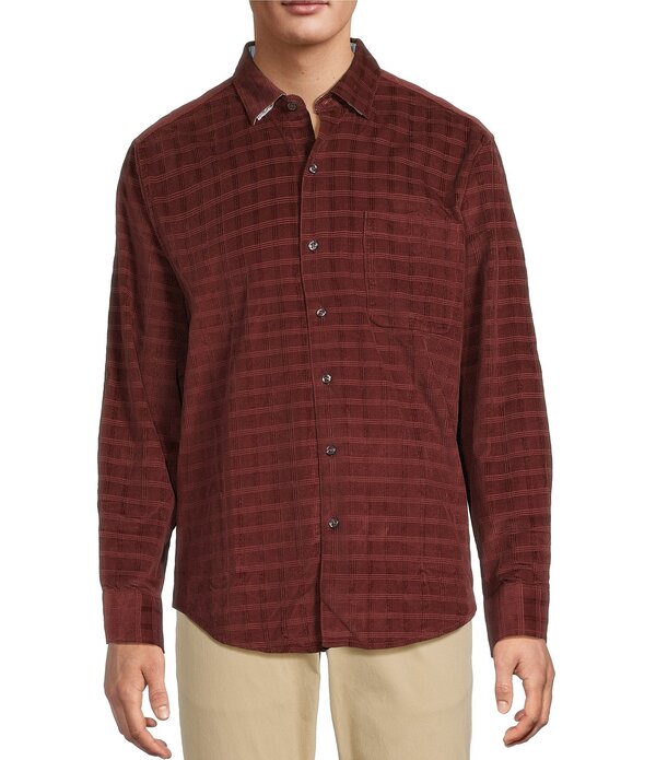 トッミーバハマ メンズ トップス シャツ Tommy Bahama Check Island Cord Long Sleeve Woven Shirt Maroon マルーン｜ReVida 店