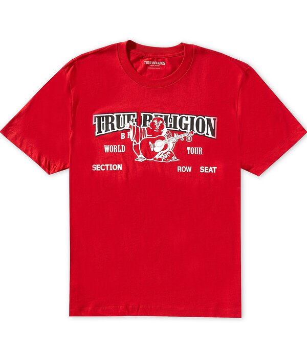 トゥルーレリジョン メンズ トップス プルオーバー ロゴタイプ True Religion Buddharch Logo Short Sleeve T-Shirt Red 赤いこと メンズファッション-トップス-カジュアルシャツ
