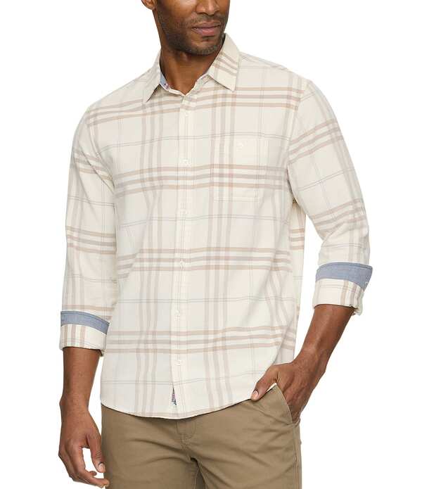 フラッグ アンド アンセム メンズ トップス シャツ コーデュロイ プラスサイズ Flag and Anthem Greely Plaid Plush Corduroy Long Sleeve Shirt Cream/Brown クリーム 8,345円
