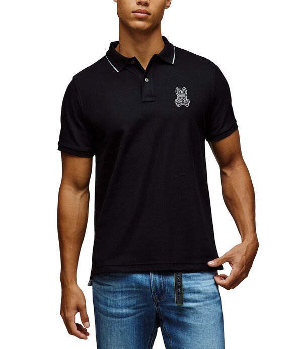 サイコバニー メンズ トップス シャツ Psycho Bunny Marlo Pique Short Sleeve Polo Shirt Black ブラック
