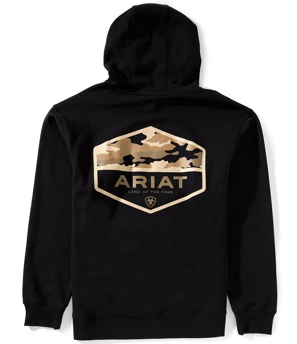アリアト メンズ アウター パーカー・スウェット フリース グラフィック AriatR Camouflage Hex Long Sleeve Brushed Fleece Graphic Hoodie Black ブラック