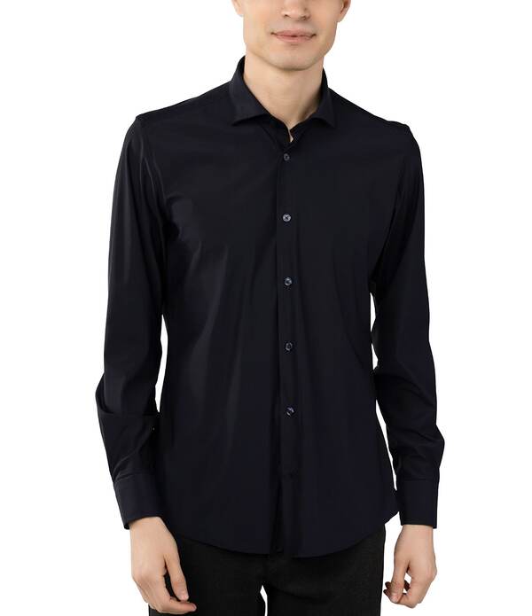 ビスコッティ メンズ トップス シャツ スリムフィット Visconti Slim Fit Leo Solid Stretch Long Sleeve Woven Shirt Navy ネイビー