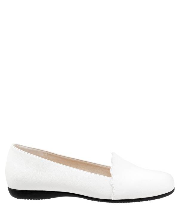 トロッターズ レディース シューズ パンプス 置き目毛革 Trottersage Scalloped Trim Loafers White 白いこと 靴-レディース靴-パンプス