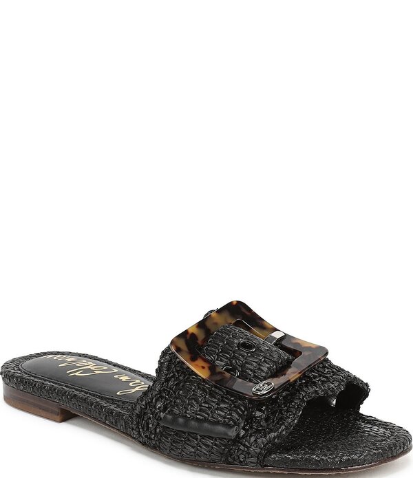 サムエデルマン レディース シューズ サンダル Sam Edelman Bambi Raffia Oversized Buckle Detail Slide Sandals Black ブラック