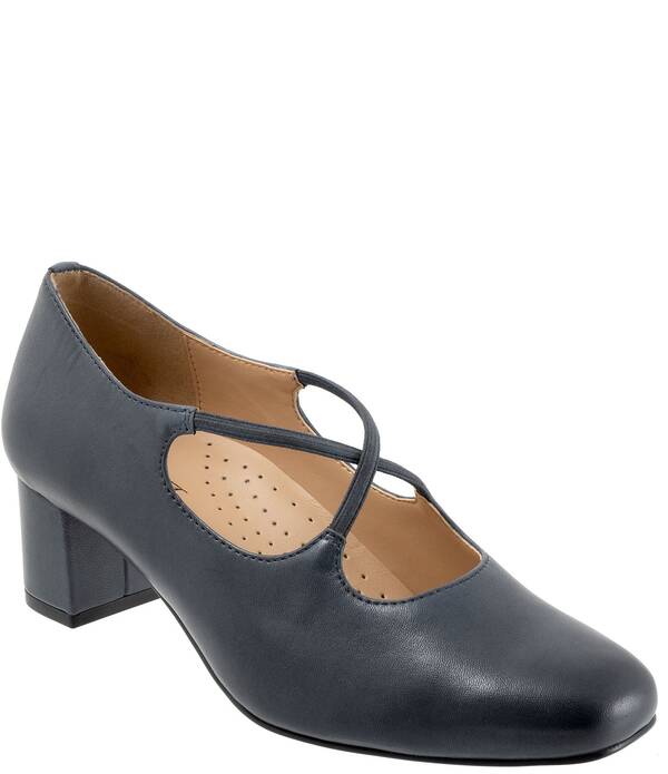 トロッターズ レディース シューズ パンプス レザー Trotters Demi Leather Cross Band Pumps Navy ネイビー - 商品メイン画像