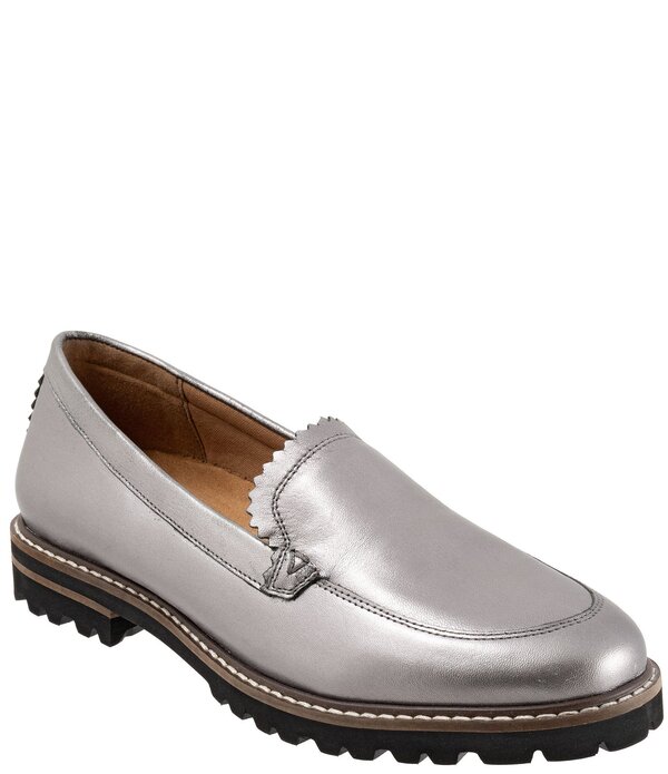 トロッターズ レディース シューズ パンプス レザー ローファー Trotters Fayth Leather Loafers Pewter ピューター