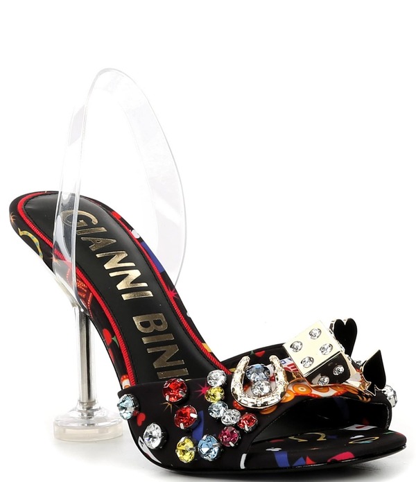 ジャンビニ レディース シューズ サンダル プリント ヒール Gianni Bini Maverick Printed Casinornament Martini Heel Dressandals Black Multi ブラック|ReVida 店