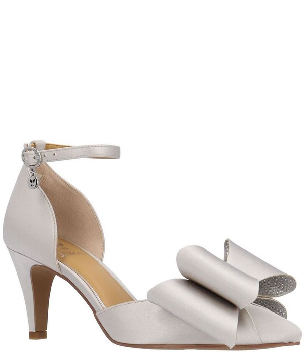 ジェイレニー レディース シューズ パンプス サテン アンクル J. Renee Pammie Satin Ankle Strap Bow Pumps Light Gray グレー