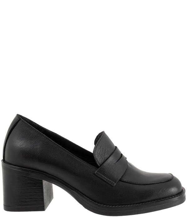 ブエノ レディース シューズ パンプス なめし革 置き目毛革 踵 Bueno Ruth Leather Block Heel Penny Loafer Pumps Black 黒いこと