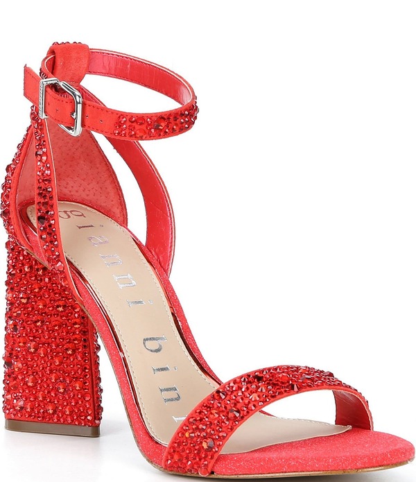 ジャンビニ レディース シューズ サンダル アンクル Gianni Bini Dericka Two Multi Rhinestone Ankle Strap Dressandalsiren Red レッド｜ReVida 店