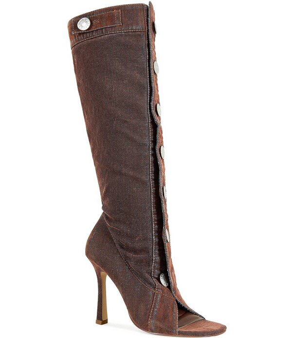 アザレア ワン レディース シューズ ブーツ・レインブーツ トール Azalea Wang Kazuki Button Hardware Peep Toe Stiletto Tall Boots Burnt Orange オレンジ｜ReVida 店 22,578円